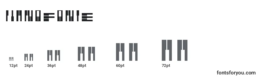 Размеры шрифта Pianofonte