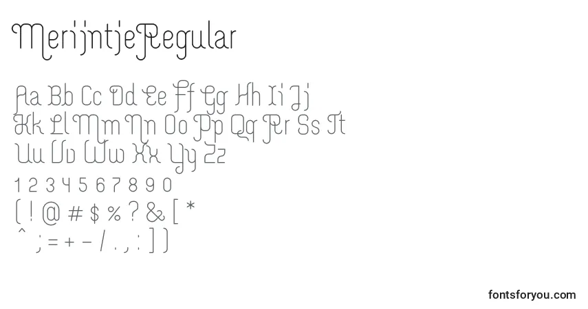 Fuente MerijntjeRegular - alfabeto, números, caracteres especiales
