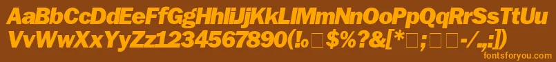 フォントFranklinGothicBlackitalic – オレンジ色の文字が茶色の背景にあります。