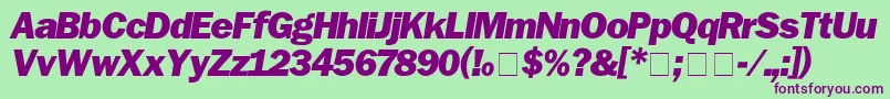 フォントFranklinGothicBlackitalic – 緑の背景に紫のフォント