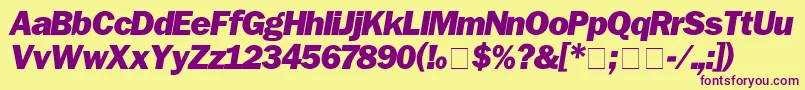 FranklinGothicBlackitalic Font – Purple Fonts on Yellow Background