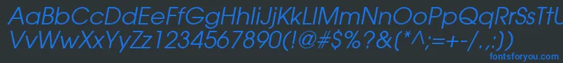 Шрифт TrendexSsiItalic – синие шрифты на чёрном фоне