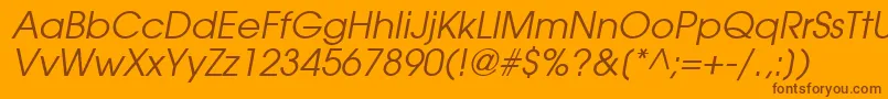TrendexSsiItalic-Schriftart – Braune Schriften auf orangefarbenem Hintergrund