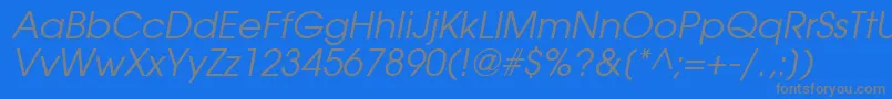 フォントTrendexSsiItalic – 青い背景に灰色の文字