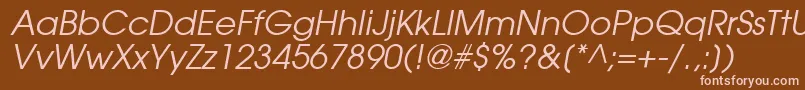 TrendexSsiItalic-fontti – vaaleanpunaiset fontit ruskealla taustalla