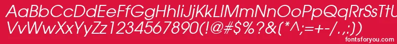 TrendexSsiItalic-Schriftart – Weiße Schriften auf rotem Hintergrund