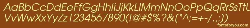TrendexSsiItalic-fontti – keltaiset fontit ruskealla taustalla