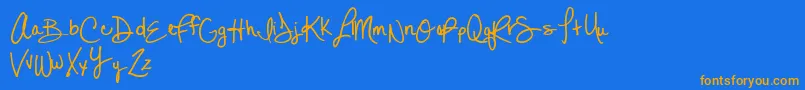 MtfLexi-Schriftart – Orangefarbene Schriften auf blauem Hintergrund