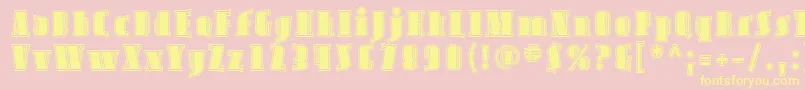AvondaleInline-Schriftart – Gelbe Schriften auf rosa Hintergrund