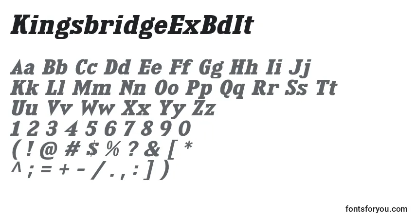 A fonte KingsbridgeExBdIt – alfabeto, números, caracteres especiais