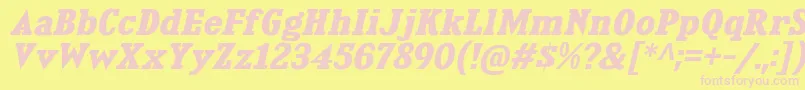 KingsbridgeExBdIt-fontti – vaaleanpunaiset fontit keltaisella taustalla
