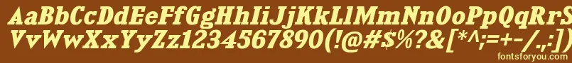 KingsbridgeExBdIt-fontti – keltaiset fontit ruskealla taustalla