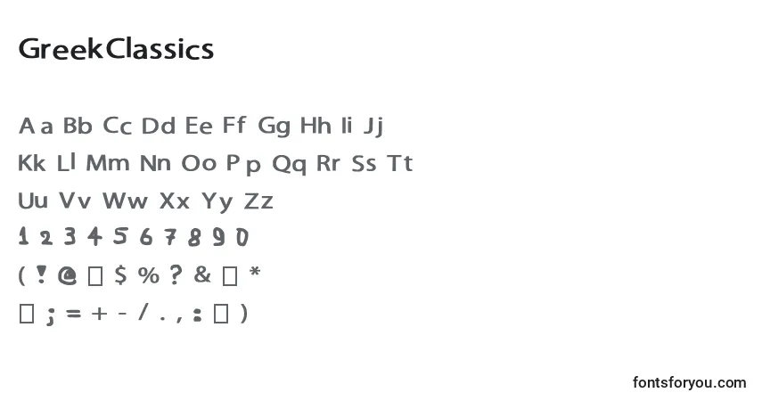 A fonte GreekClassics – alfabeto, números, caracteres especiais