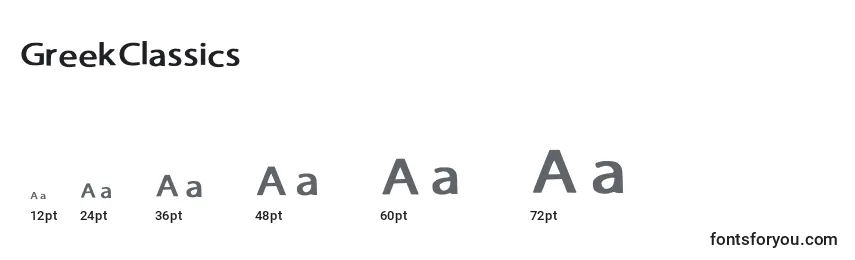 GreekClassics Font Sizes