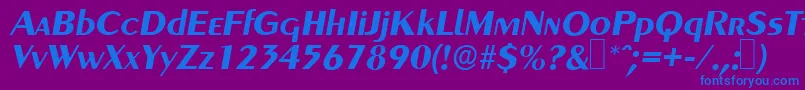 フォントGreyhoundBolditalic – 紫色の背景に青い文字