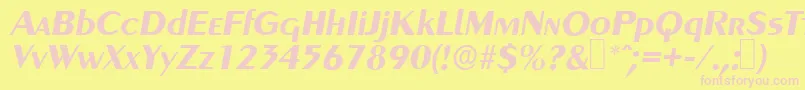 GreyhoundBolditalic-fontti – vaaleanpunaiset fontit keltaisella taustalla
