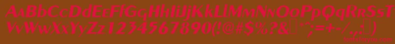 GreyhoundBolditalic-fontti – punaiset fontit ruskealla taustalla
