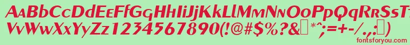 GreyhoundBolditalic-fontti – punaiset fontit vihreällä taustalla