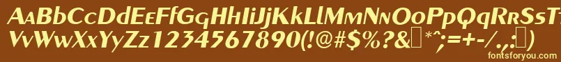 GreyhoundBolditalic-fontti – keltaiset fontit ruskealla taustalla