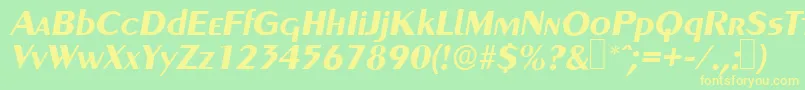 GreyhoundBolditalic-fontti – keltaiset fontit vihreällä taustalla