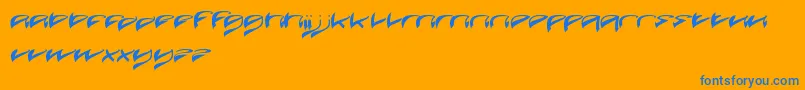 JavaIsland-Schriftart – Blaue Schriften auf orangefarbenem Hintergrund