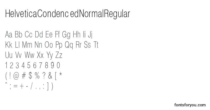 A fonte HelveticaCondencedNormalRegular – alfabeto, números, caracteres especiais