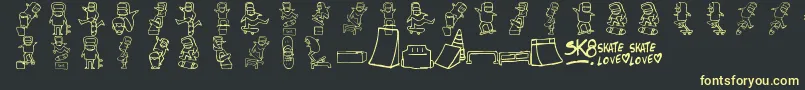 Fonte Skatelove2 – fontes amarelas em um fundo preto