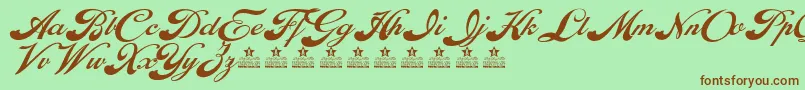 Fonte EnthrallPersonalUse – fontes marrons em um fundo verde