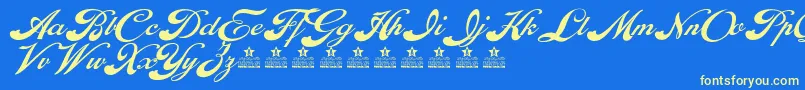 Fonte EnthrallPersonalUse – fontes amarelas em um fundo azul