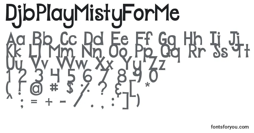 Czcionka DjbPlayMistyForMe – alfabet, cyfry, specjalne znaki