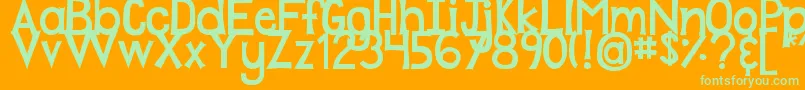 DjbPlayMistyForMe-Schriftart – Grüne Schriften auf orangefarbenem Hintergrund