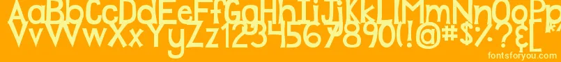 DjbPlayMistyForMe-Schriftart – Gelbe Schriften auf orangefarbenem Hintergrund