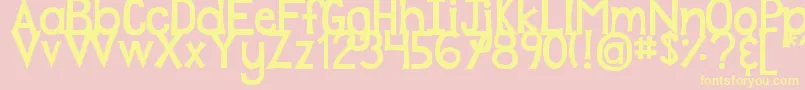 DjbPlayMistyForMe-Schriftart – Gelbe Schriften auf rosa Hintergrund