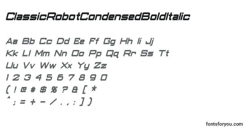 Шрифт ClassicRobotCondensedBoldItalic (94413) – алфавит, цифры, специальные символы
