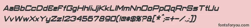 ClassicRobotCondensedBoldItalic-fontti – mustat fontit vaaleanpunaisella taustalla