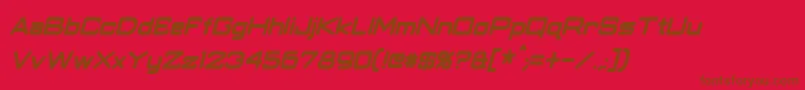 Czcionka ClassicRobotCondensedBoldItalic – brązowe czcionki na czerwonym tle