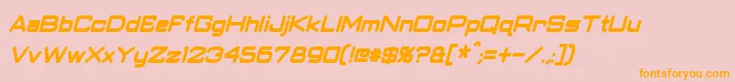 ClassicRobotCondensedBoldItalic-fontti – oranssit fontit vaaleanpunaisella taustalla