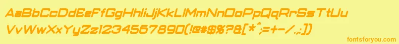ClassicRobotCondensedBoldItalic-Schriftart – Orangefarbene Schriften auf gelbem Hintergrund