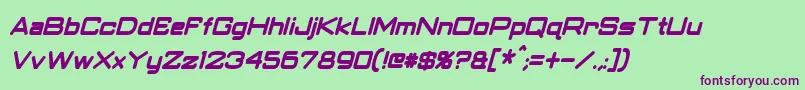ClassicRobotCondensedBoldItalic-fontti – violetit fontit vihreällä taustalla