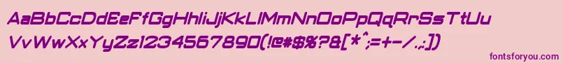 ClassicRobotCondensedBoldItalic-fontti – violetit fontit vaaleanpunaisella taustalla