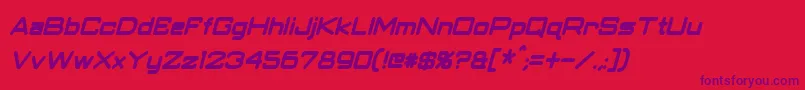 ClassicRobotCondensedBoldItalic-Schriftart – Violette Schriften auf rotem Hintergrund