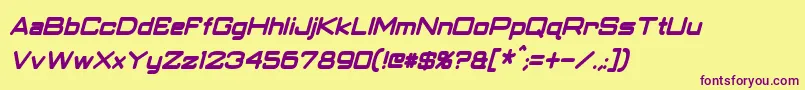 ClassicRobotCondensedBoldItalic-fontti – violetit fontit keltaisella taustalla