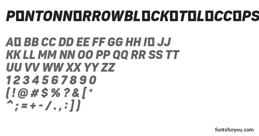 Fuente PantonnarrowBlackitaliccaps - alfabeto, números, caracteres especiales