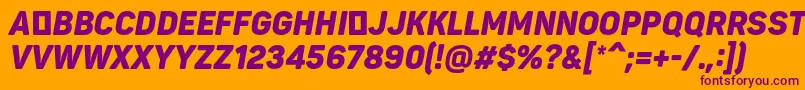 PantonnarrowBlackitaliccaps Font – Purple Fonts on Orange Background