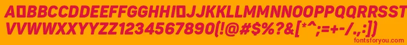 PantonnarrowBlackitaliccaps Font – Red Fonts on Orange Background
