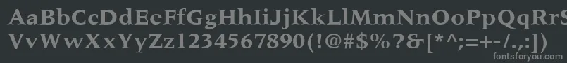 MeridienLtBold-fontti – harmaat kirjasimet mustalla taustalla