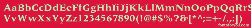 フォントMeridienLtBold – 赤い背景に緑の文字