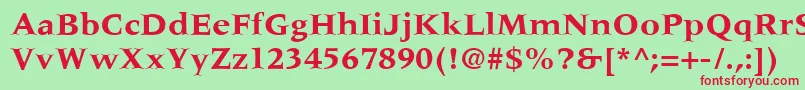 Шрифт MeridienLtBold – красные шрифты на зелёном фоне