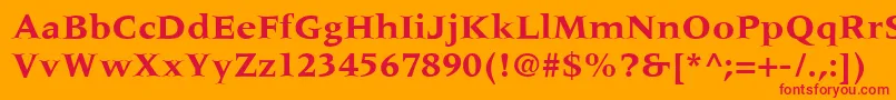 フォントMeridienLtBold – オレンジの背景に赤い文字