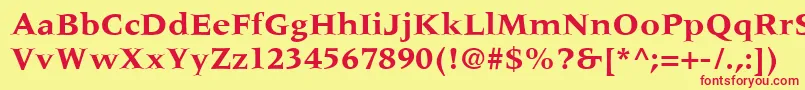 MeridienLtBold Font – Red Fonts on Yellow Background